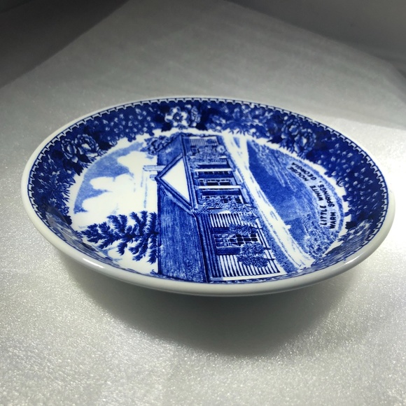 VINTAGE OLD ENGLISH STAFFORDSHIRE WARE LITTLE WHITE HOUSE WARM SPRINGS GA DISH - Picture 14 of 16